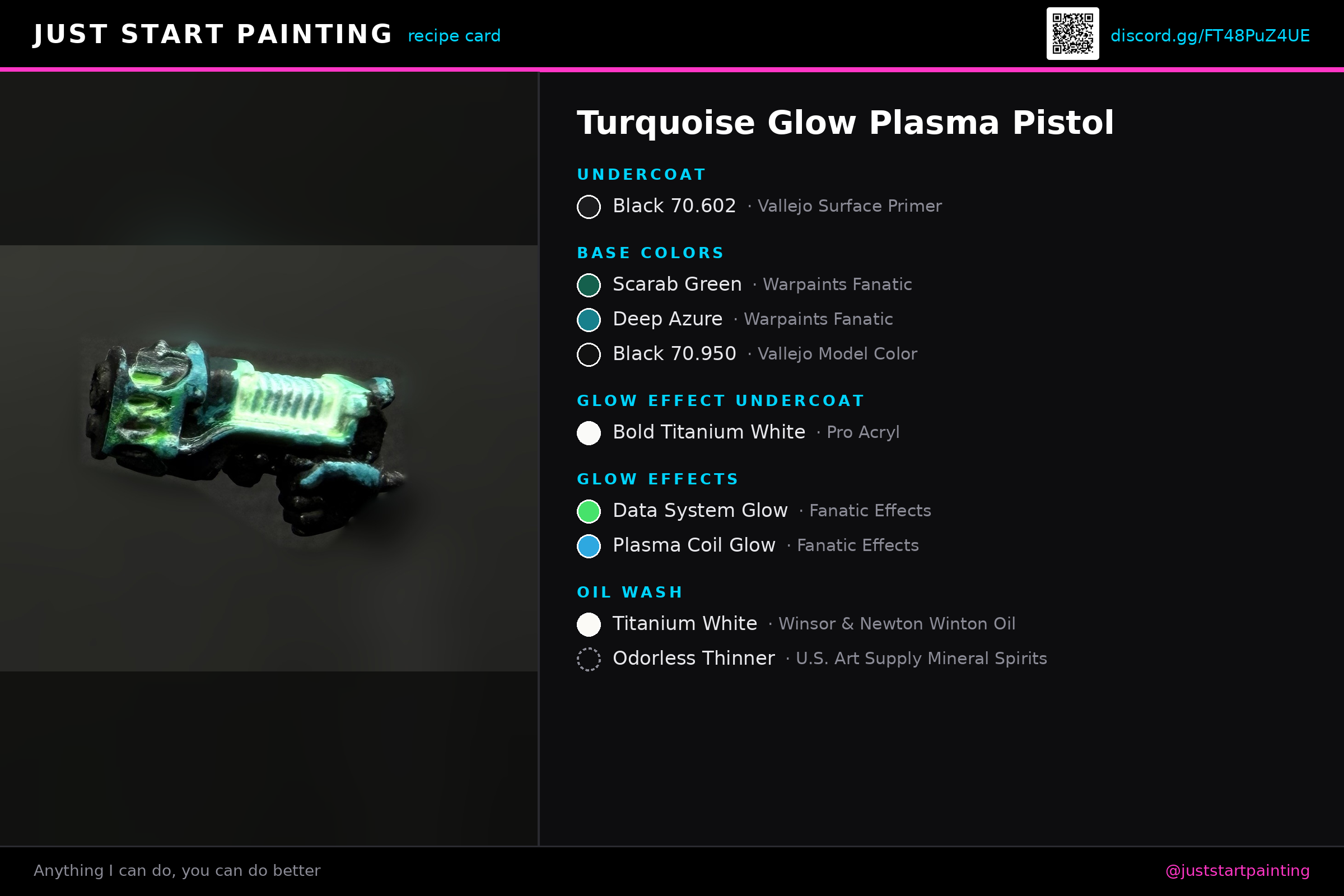 Turquoise glow plasma pistol recipe card